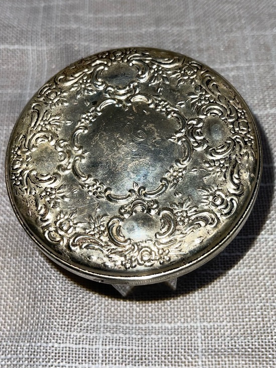 Vintage Other - Vintage Ornate Victorian Silver Plate & Glass Vanity Powder Jar or Trinket Box